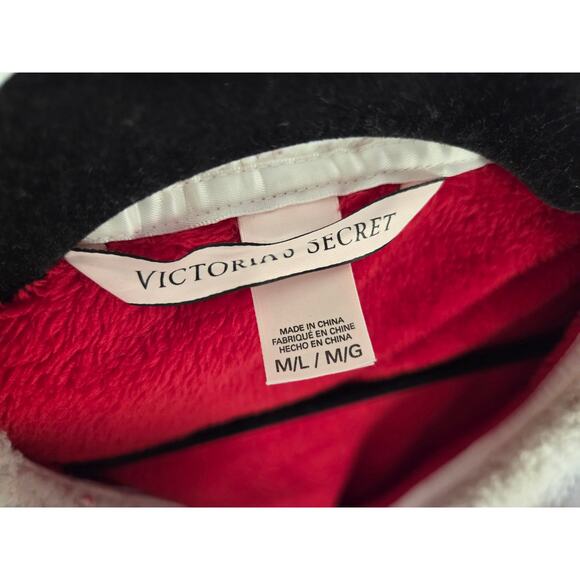 VICTORIA'S SECRET Cozy Plush Sherpa Hooded Robe Red Fleece Bathrobe M/L Lounge - Picture 2 of 3